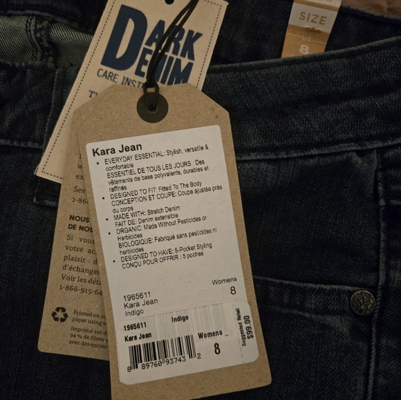 NWT Prana Women's Kari Jeans Indigo, Size 8/W29 Stretch Skinny Dark Wash Denim - Picture 13 of 16